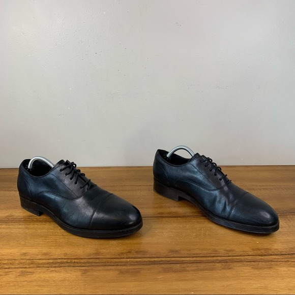 Cole Haan Mens Harrison Grand Black Leather Cap Toe Oxford Size 8 - Picture 4 of 9